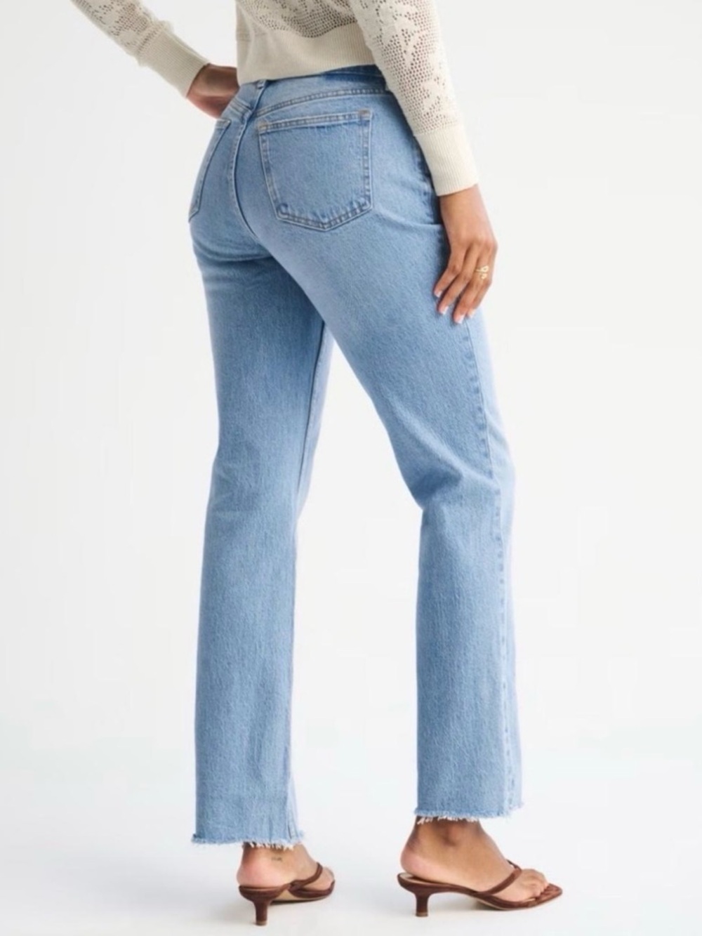 Abercrombie & Fitch 90s Light Blue Mid Rise Straight Curve Love Jeans Women’s 27 - Picture 2 of 9